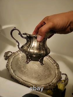 Silver Plate Tea Pot Serving Gorham Rosewood Tray YC1604 Yc1603 Yc1601 Yc1607
