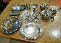 Silver Plate Tea Serving Bundle 13 pieces Various Brands Community Wilcox