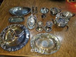Silver Plate Tea Serving Bundle 13 pieces Various Brands Community Wilcox