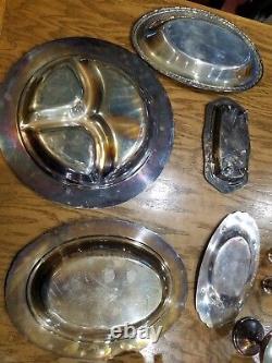 Silver Plate Tea Serving Bundle 13 pieces Various Brands Community Wilcox