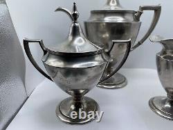 Silver Plate Tea Set Pairpoint Teapot, Plate Creamer & Sugar Bowl B321 Vintage