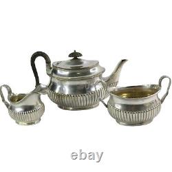 Silver Plate Tea Set Tea Pot with Matching Creamer and Sugar King George III