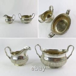 Silver Plate Tea Set Tea Pot with Matching Creamer and Sugar King George III