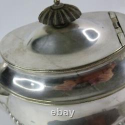 Silver Plate Tea Set Tea Pot with Matching Creamer and Sugar King George III