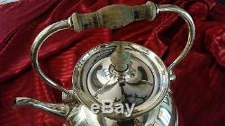 Silver Plate Tipping Tea/coffee Pot Server & Warmer With Stand & Burner 14 Tall