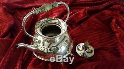 Silver Plate Tipping Tea/coffee Pot Server & Warmer With Stand & Burner 14 Tall