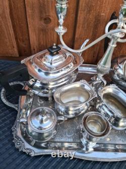 Silver Plate Viners Sheffield Tea Coffee Sugar Candle Harbour Large Tray 9 ITEMS