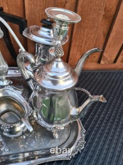 Silver Plate Viners Sheffield Tea Coffee Sugar Candle Harbour Large Tray 9 ITEMS