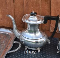 Silver Plate Viners Sheffield Tea Coffee Sugar Candle Harbour Large Tray 9 ITEMS