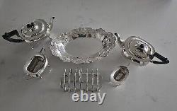 Silver Plate tea set with Tray Six Division Toast Rack Floral Tray x 6