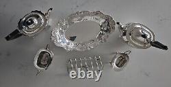 Silver Plate tea set with Tray Six Division Toast Rack Floral Tray x 6