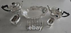 Silver Plate tea set with Tray Six Division Toast Rack Floral Tray x 6