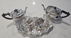 Silver Plate tea set with Tray Six Division Toast Rack Floral Tray x 6