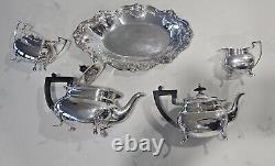 Silver Plate tea set with Tray Six Division Toast Rack Floral Tray x 6