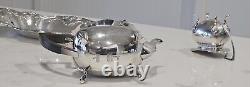 Silver Plate tea set with Tray Six Division Toast Rack Floral Tray x 6