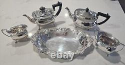 Silver Plate tea set with Tray Six Division Toast Rack Floral Tray x 6