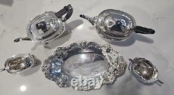 Silver Plate tea set with Tray Six Division Toast Rack Floral Tray x 6