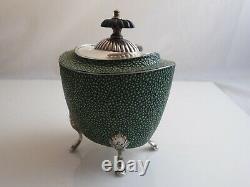 Silver Plated And Faux Shagreen Tea Caddy