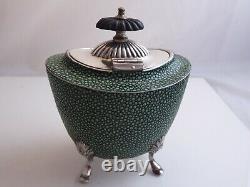 Silver Plated And Faux Shagreen Tea Caddy