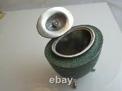 Silver Plated And Faux Shagreen Tea Caddy