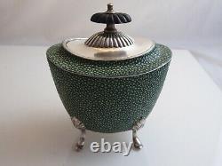 Silver Plated And Faux Shagreen Tea Caddy