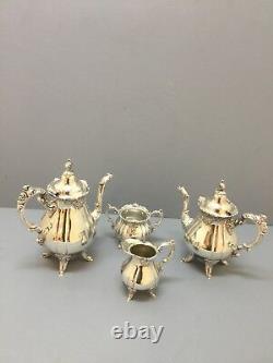 Silver Plated Baroque Pattern By Wallace Tea Set Coffee Set 4 PC