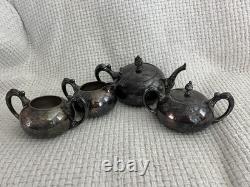 Silver Plated Coffee Tea Antique James W Tufts Quadruple Plate 4pc Serving. 4511