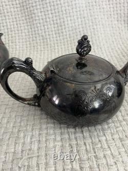 Silver Plated Coffee Tea Antique James W Tufts Quadruple Plate 4pc Serving. 4511