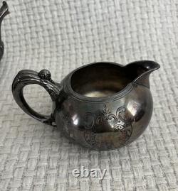 Silver Plated Coffee Tea Antique James W Tufts Quadruple Plate 4pc Serving. 4511