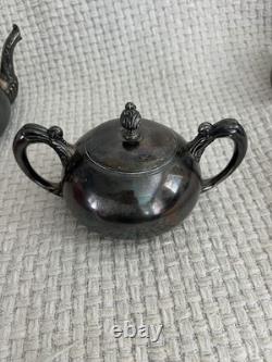 Silver Plated Coffee Tea Antique James W Tufts Quadruple Plate 4pc Serving. 4511