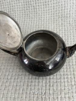 Silver Plated Coffee Tea Antique James W Tufts Quadruple Plate 4pc Serving. 4511