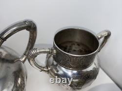 Silver Plated Coffee Tea Antique James W Tufts Quadruple Plate 4pc Serving VTG