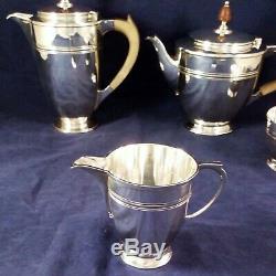 Silver Plated Four Piece Tea Service Art Deco by Roberts and Belk Romney 1920
