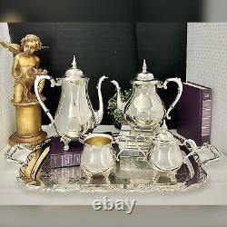 Silver Plated Tea & Coffee Service Set Vintage Sheridan Silver with Heirloom tray