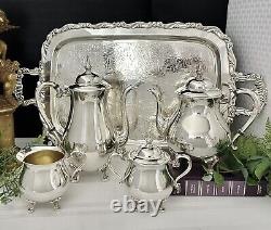 Silver Plated Tea & Coffee Service Set Vintage Sheridan Silver with Heirloom tray