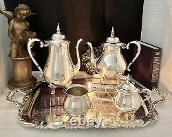 Silver Plated Tea & Coffee Service Set Vintage Sheridan Silver with Heirloom tray