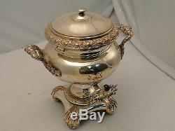 Silver Plated Tea Kettle/ Samovar/urn England 1800 Applied Cast Border With Tap