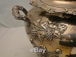 Silver Plated Tea Kettle/ Samovar/urn England 1850 Applied Grape & Vine With Tap