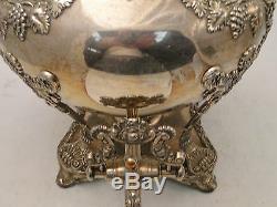 Silver Plated Tea Kettle/ Samovar/urn England 1850 Applied Grape & Vine With Tap