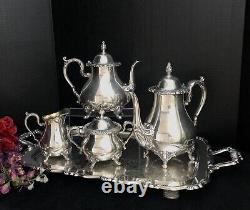 Silver Plated Tea Set Rogers Bro Rochelle 4 pieces with Oneida Tray Vintage