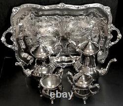Silver Plated Tea Set by International Silver Co. 4 Pieces Plus Serving Tray