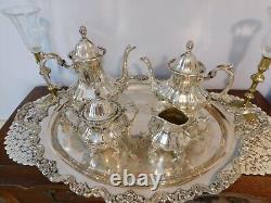Silver Tea Set Lancaster Rose by Poole ANTIQUE! Bright and shiny silver plate