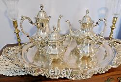 Silver Tea Set Lancaster Rose by Poole ANTIQUE! Bright and shiny silver plate