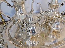 Silver Tea Set Lancaster Rose by Poole ANTIQUE! Bright and shiny silver plate