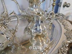 Silver Tea Set Lancaster Rose by Poole ANTIQUE! Bright and shiny silver plate