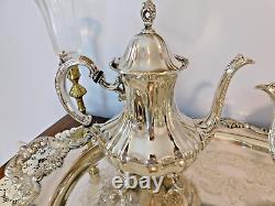Silver Tea Set Lancaster Rose by Poole ANTIQUE! Bright and shiny silver plate