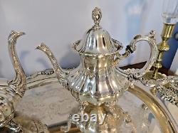 Silver Tea Set Lancaster Rose by Poole ANTIQUE! Bright and shiny silver plate