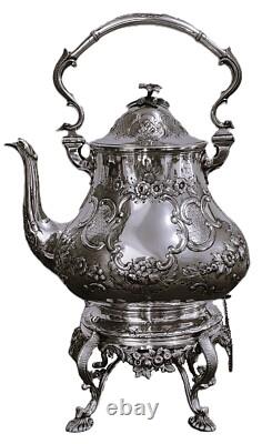 Silver plate HOT WATER POT, Coffee, London, Spirit Warmer, Tipping, Rococo, 14t