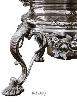 Silver plate HOT WATER POT, Coffee, London, Spirit Warmer, Tipping, Rococo, 14t