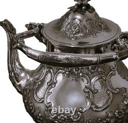 Silver plate HOT WATER POT, Coffee, London, Spirit Warmer, Tipping, Rococo, 14t